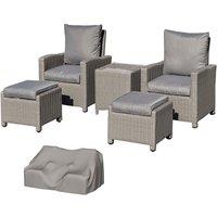 Outsunny 2 Seat Rattan Lounge Set with Footstools and Coolbar- Grey, Grey
