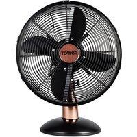 Tower Cavaletto 12'' Metal Desk Fan - Black, Black