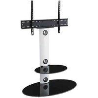 AVF Lugano Satin White Oval Column TV Stand for 32 to 65 inch, Black