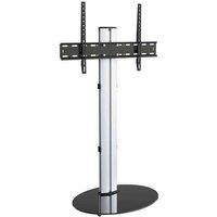 AVF Eno Oval Silver Column and Black Glass TV Stand for up to 55 inch, Black