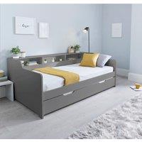 Tyler Grey 3ft Single Bed With Storage Shelf, Grey