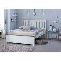 Chester White White and Oak Effect Wooden Bed Double, White