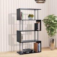 HOMCOM Wood Effect S Shape Storage Unit Bookcase Bookshelf Room Divider Black, Black