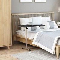 HOMCOM C Shaped Mobile Sofa Over Bed Side Table With Castors and Brake Black, Black