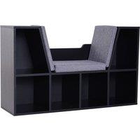 HOMCOM Bookcase Storage Unit Reading Seat Six Cubes Black, Black