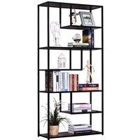 HOMCOM Industrial Style Bookcase Shelving Display Unit 6 Tier Rustic Brown and Black, Brown