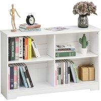 HOMCOM Simple Modern 4 Compartment Low Bookcase 2 Tier White, White