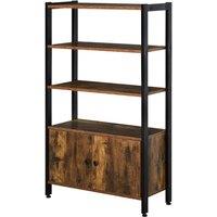 HOMCOM Multifunctional Bookcase With Display Shelves And Cupboard Rustic Brown, Brown