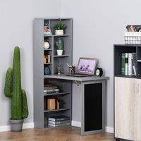HOMCOM Folding Convertible Desk With Blackboard Multi Function Fold Out Workstation Grey, Grey