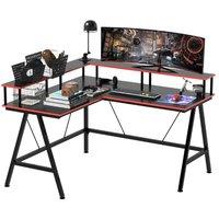 HOMCOM L Shape Gaming Corner Desk Computer Table, Black
