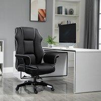 HOMCOM Piped PU Faux Leather Padded High Back Office Gaming Chair Black, Black
