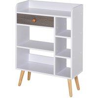 HOMCOM Multi Shelf Bookcase Freestanding Storage With Drawer And Shelves White And Grey, White