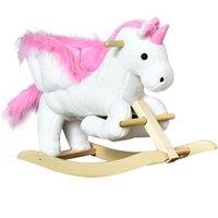 Jouet Kids Plush Ride On Unicorn Rocking Horse - Pink/White, Pink