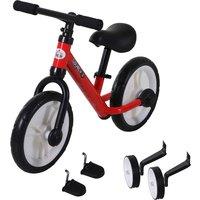 HOMCOM Kids Balance Training Bike with Stabilizers - Red, Red