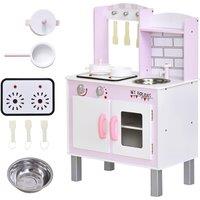Jouet Kids Pretend Kitchen Play Set with Sounds, Utensils, Pans & Storage - Pink/White, Pink