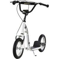 HOMCOM Dual Brakes 12'' Metal Frame Kick Scooter - White, White
