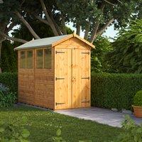 Power Apex 8' x 4' Double Door Garden Shed, Brown