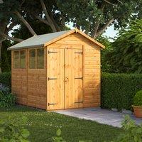 Power Apex 8' x 6' Double Door Garden Shed, Brown