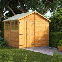 Power Apex 8' x 8' Double Door Garden Shed, Brown