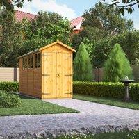 Power Apex 14' x 4' Double Door Garden Shed, Brown