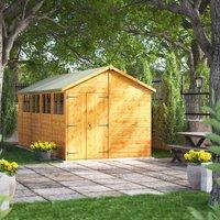 Power Apex 18' x 8' Double Door Garden Shed, Brown