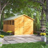 Power Apex 20' x 8' Double Door Garden Shed, Brown