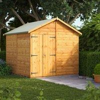 Power Apex 8' x 8' Windowless Double Door Garden Shed, Brown