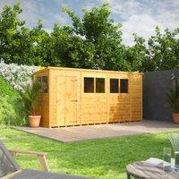 Power Pent 14' x 4' Garden Shed, Brown