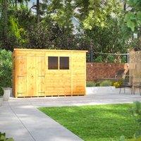 Power Pent 10' x 4' Double Door Garden Shed, Brown