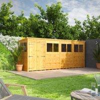 Power Pent 16' x 4' Double Door Garden Shed, Brown
