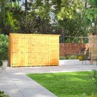 Power Pent 10' x 4' Windowless Double Door Garden Shed, Brown