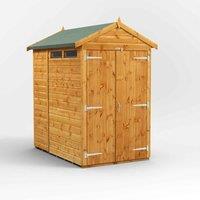 Power Apex 6' x 4' Double Door Security Shed, Brown