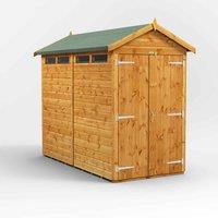 Power Apex 8' x 4' Double Door Security Shed, Brown
