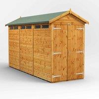 Power Apex 12' x 4' Double Door Security Shed, Brown