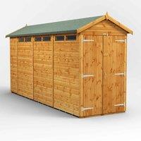 Power Apex 14' x 4' Double Door Security Shed, Brown