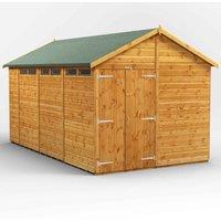 Power Apex 14' x 8' Double Door Security Shed, Brown