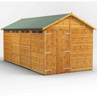 Power Apex 16' x 8' Double Door Security Shed, Brown