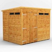 Power Pent 8' x 6' Double Door Security Shed, Brown