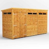 Power Pent 12' x 4' Double Door Security Shed, Brown