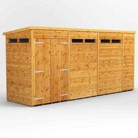 Power Pent 14' x 4' Double Door Security Shed, Brown