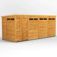 Power Pent 16' x 6' Double Door Security Shed, Brown