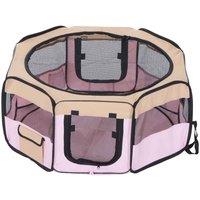 PawHut Foldable Pet Playpen - Pink/Beige, Multi