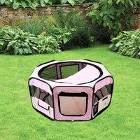HOMCOM Foldable Pet Playpen - Pink/Cream, Multi