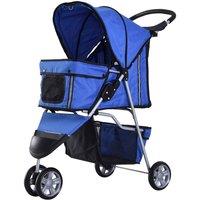 PawHut 3 Wheel Pet Stroller Pram - Blue, Blue