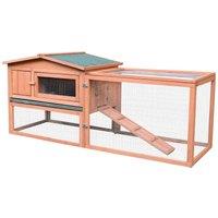 PawHut 2-Tier Wooden Rabbit Hutch Enclosure/Pet Run, Brown