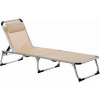 Outsunny Folding Sun Lounger with Pillow - Khaki, Green