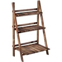 Outsunny 3 Tier Ladder Plant Shelf Unit, Brown
