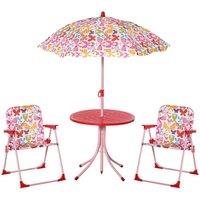 Outsunny Folding Picnic Table Chair Set in Butterfly Design, Pink