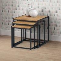 Julian Bowen Tribeca Nest of 3 Tables Euro Oak, Brown
