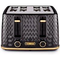 Tower T20061BLK Empire 4 Slice Toaster - Black, Black